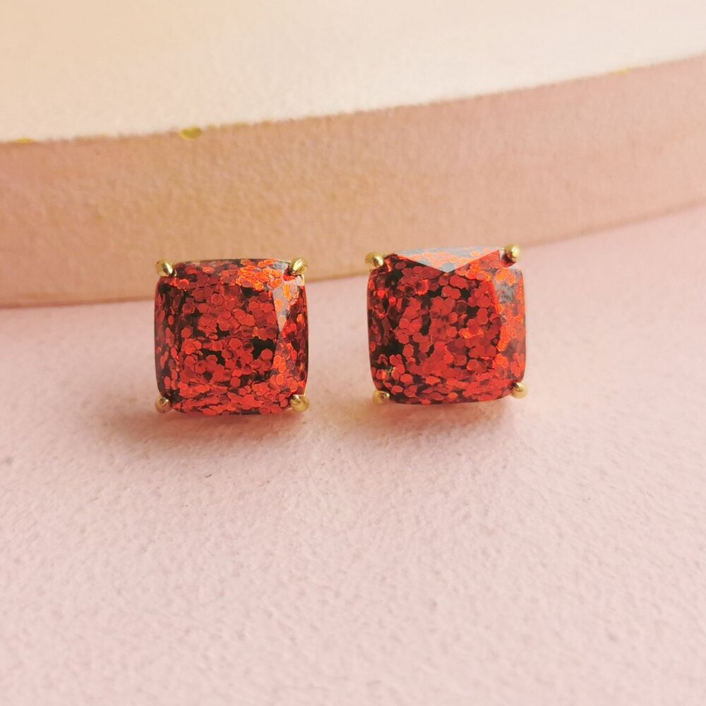 Alicia Bonnie - Sugarcube Red Glitter Red Earrings - NEW